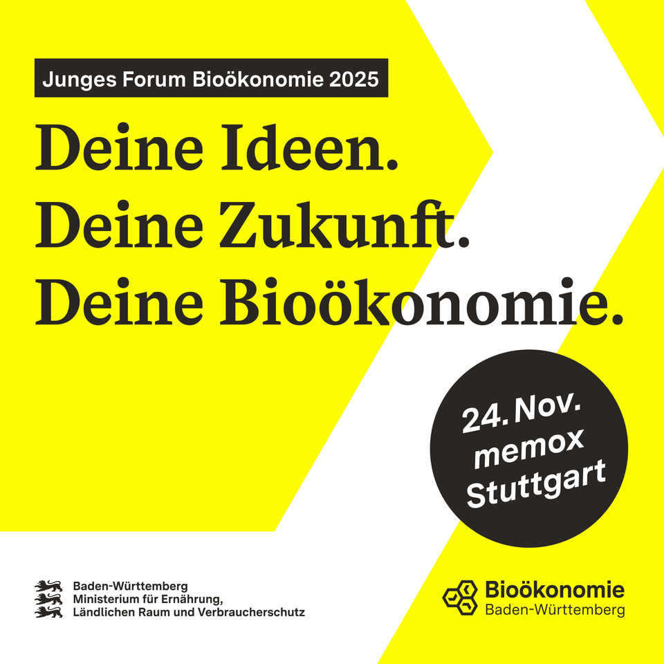 Werbebild für das Junge Forum Bioökonomie mit Datumshinweis 24.11.2025