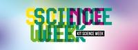 Buntes Overlay-Design mit dem Schriftzug "KIT Science Week" auf pastellfarbenem Hintergrund.